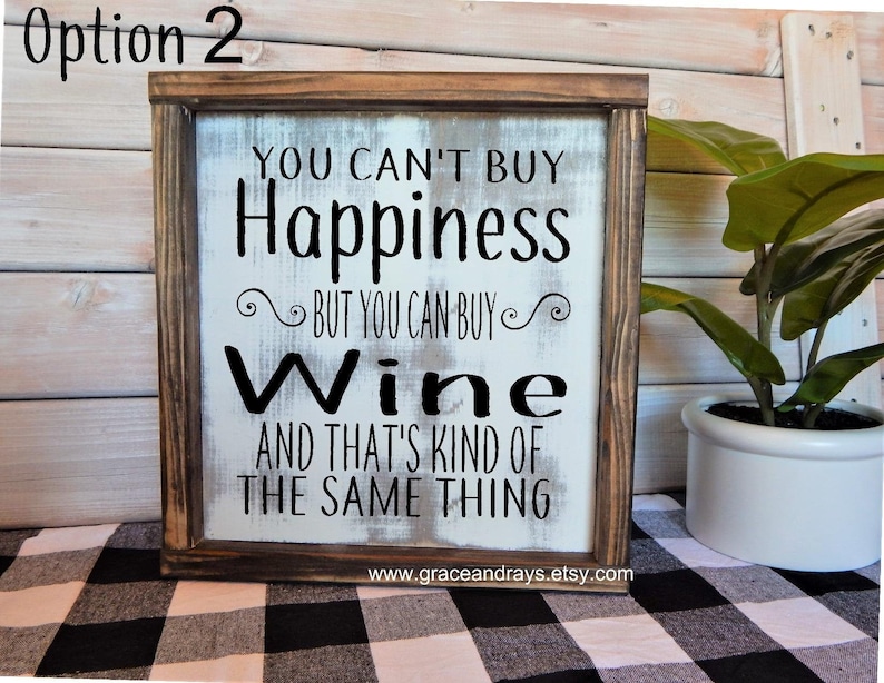 You can't buy happiness but you can buy wine wood sign // | Etsy