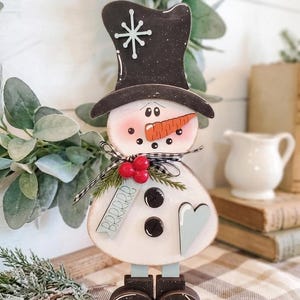 Primitive Winter and Christmas Snowman Wood Home Decor