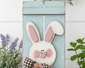 Bunny Pallet Wood Sign Layered Easter Home Decor Farmhouse Entryway Easter Shelf Sitter Bunny Spring Sign