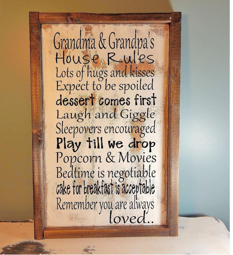 Personalized Grandma and Grandpa's House Rules Wood Sign Etsy