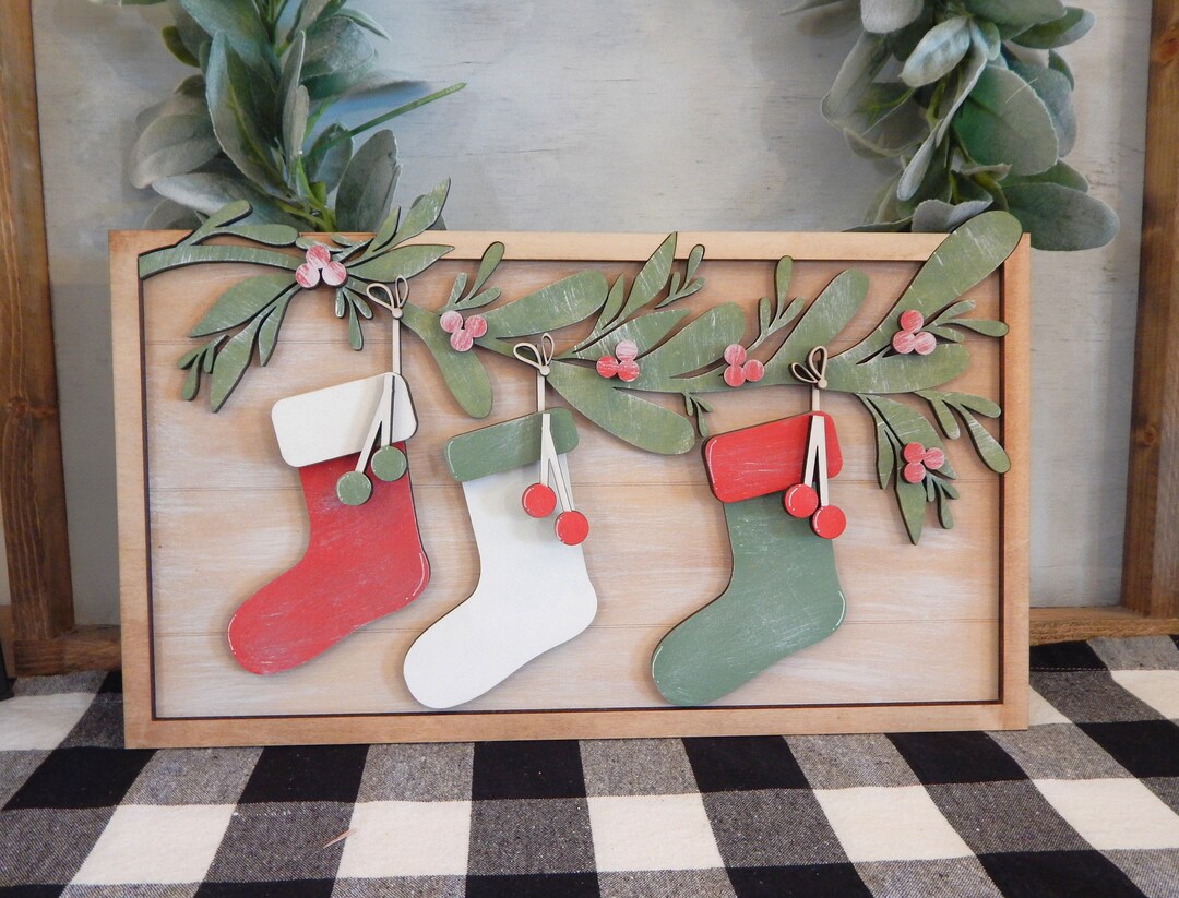 Christmas Stocking Wood Sign, Christmas Decor, Christmas Sign, Stocking ...