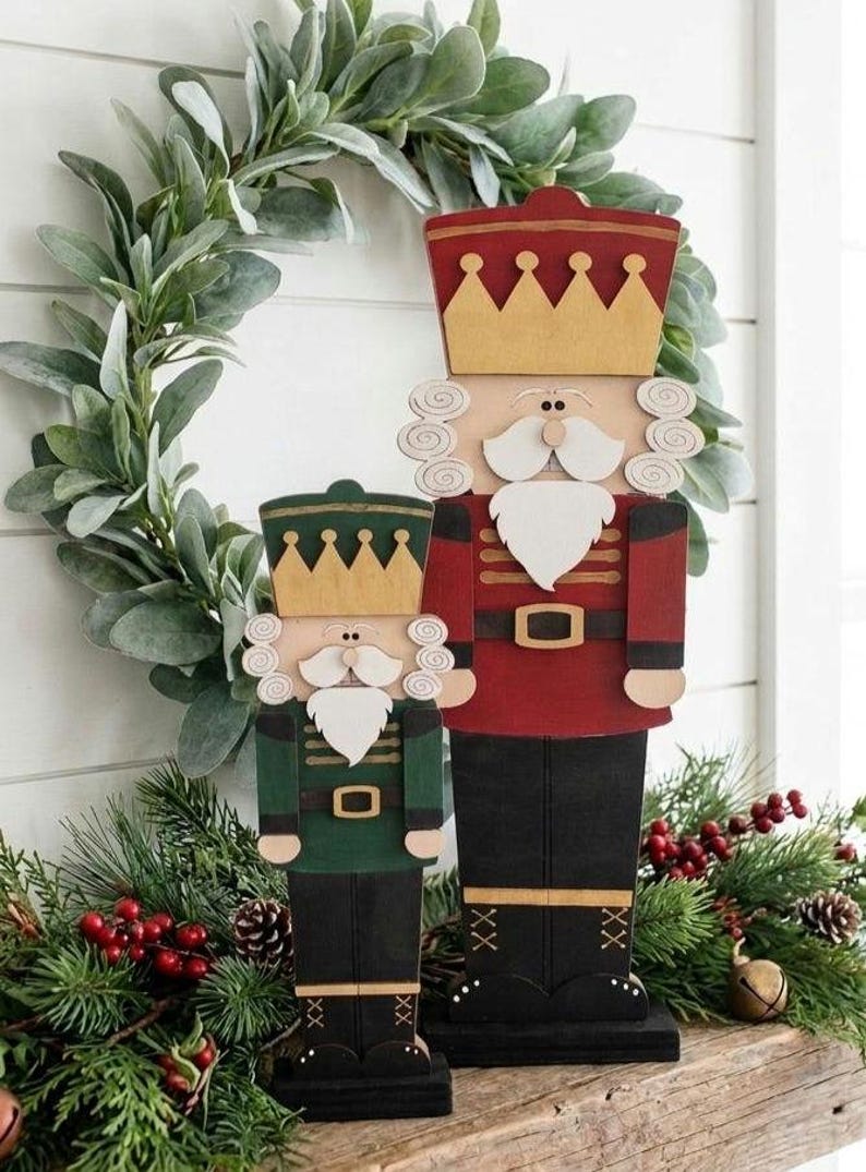 Wood Nutcracker mantle, or table Christmas decor, Christmas decor for mantle, Wood Christmas decor, Nutcracker decor image 1