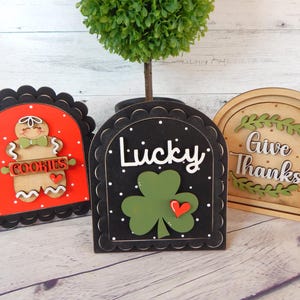 Interchangeable seasonal small arched frame and inserts, interchangeable wood decor for your home