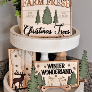 Winter Wonderland Tiered Tray Decor Set, Christmas Signs bild 3