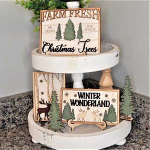 Winter Wonderland Tiered Tray Decor Set, Christmas Signs bild 2