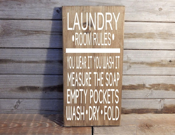 Laundry Room Rules Solid Wood Sign