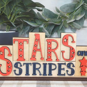 Stars and Stripes 4th of July  word block, 4th of July home decor