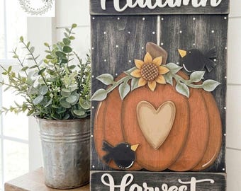 Autumn Harvest Pumpkin Sign, Fall Wood Pallet Sign, Farmhouse Fall Decor