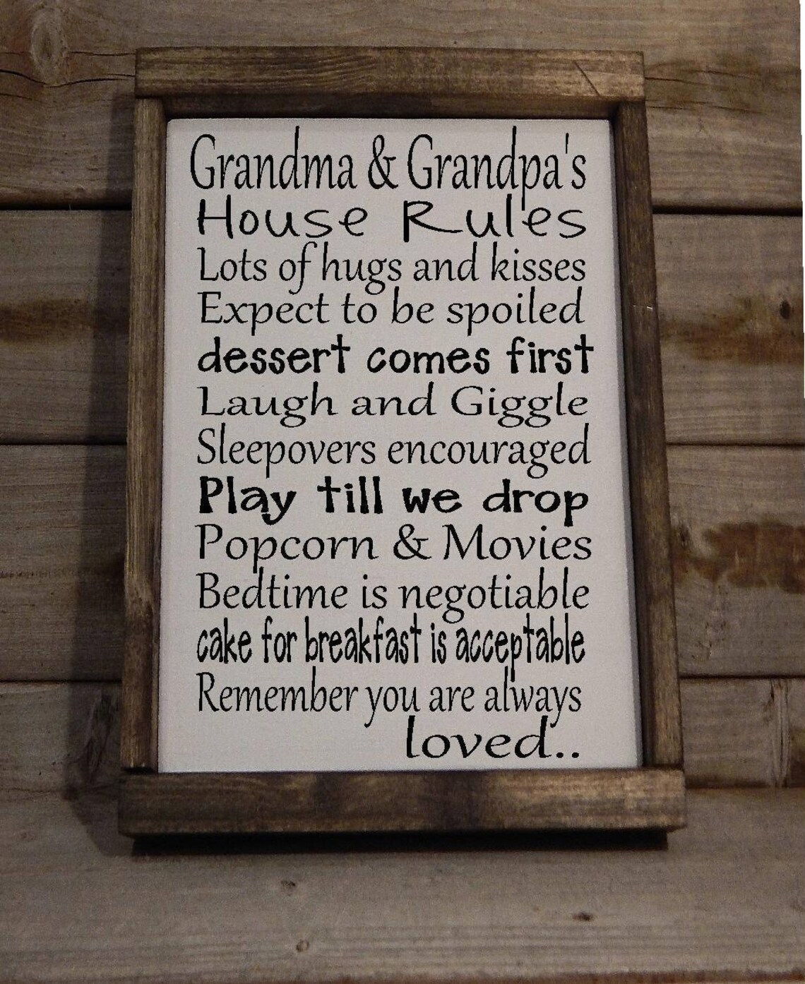 Personalized Grandma and Grandpa's House Rules Wood Sign Etsy