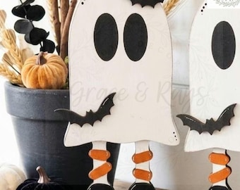 Halloween Wood Ghost Shelf Sitter, Wood Halloween Decor, Wood Ghost Decor, Halloween Home Decor, Farmhouse Halloween Standing Ghost Decor