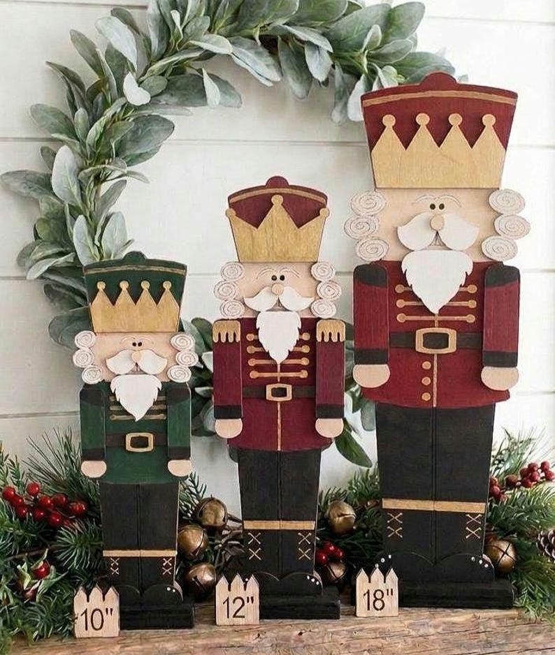 Wood Nutcracker mantle, or table Christmas decor, Christmas decor for mantle, Wood Christmas decor, Nutcracker decor image 2