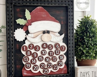 Christmas Countdown Insert, Days Until Christmas Sign, Interchangeable Frame Insert, Santa Christmas Decor, Farmhouse Christmas Sign