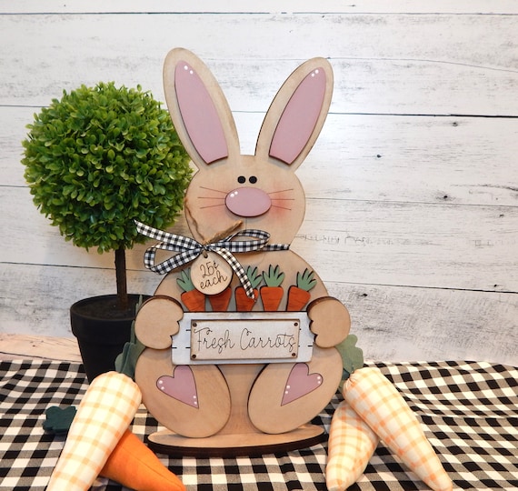 Wood Sitting Easter Bunny, Spring bunny, Spring decor, Easter decor, Spring mantle decor, Easter mantle decor