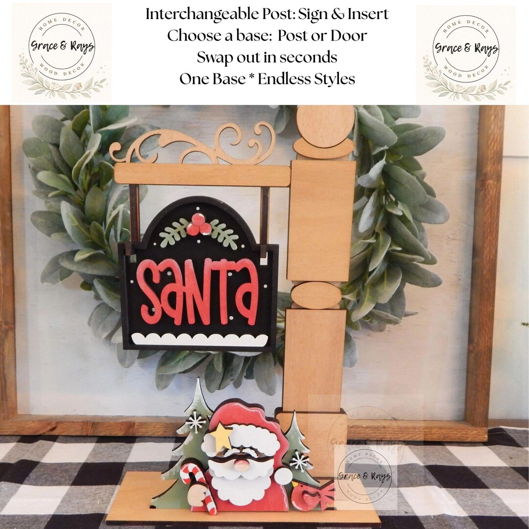 Santa Insert Santa Insert and Sign for the Interchangeable Post, Winter and ...
