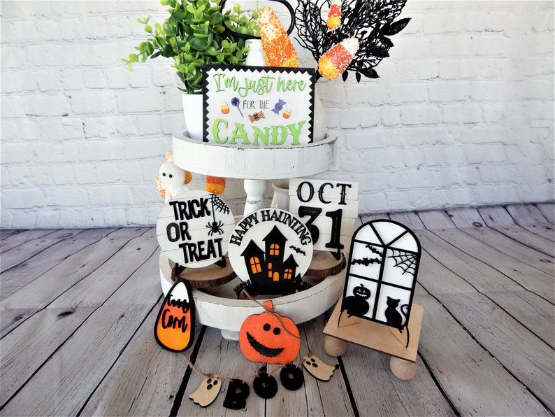 Halloween Tiered Tray Set Halloween Decor Oct 31 Etsy