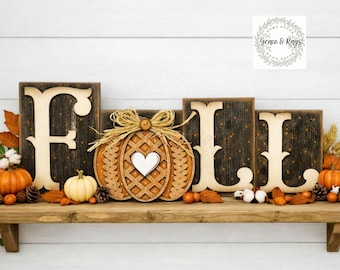 Fall Pumpkin Letter Sign, Fall Shelf Sitter, Farmhouse Fall Decor Wood