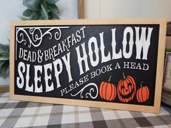 Sleepy Hollow Dead and Breakfast Inn, Halloween sign, Halloween decorations, spooky Halloween, Wood Halloween sign, wood Halloween decor