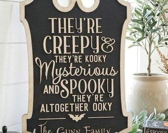 Personalized Family Name Halloween Sign, Laser Cut Wood Decor