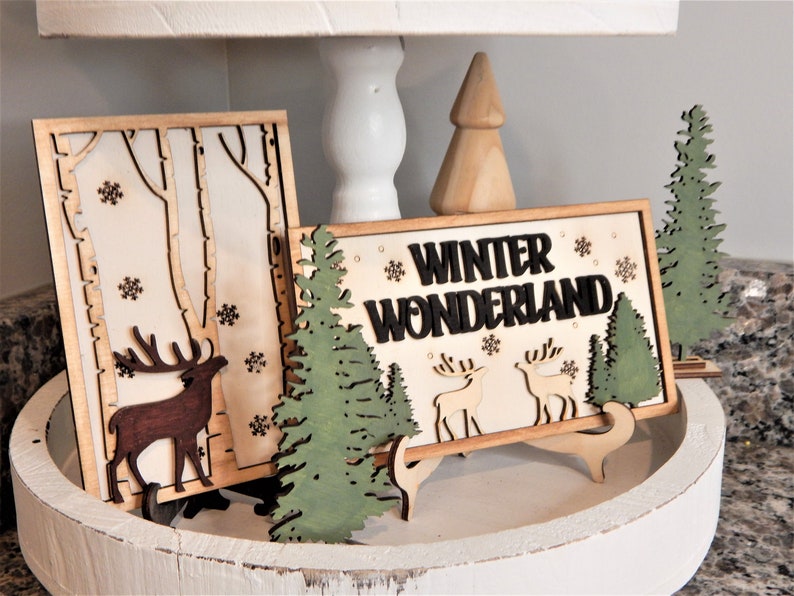 Winter Wonderland Tiered Tray Decor Set, Christmas Signs bild 6