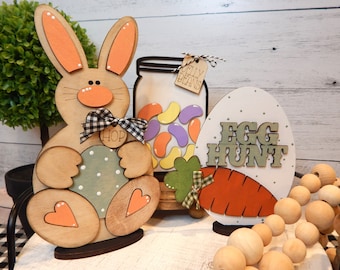 Easter tiered tray decor, Easter decor, Easter table decor, Easter mantle decor, Spring decor, Spring mantle decor, Spring bunny