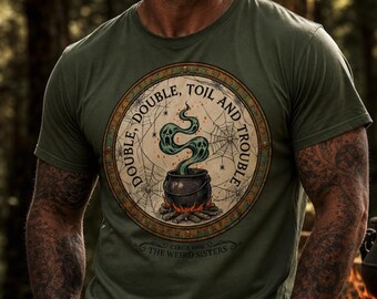 Heksen T-shirt met slangenketel voor Halloween | Vintage T-shirt met heksenprint
