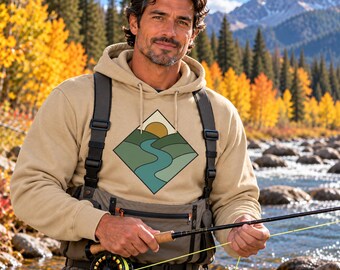 Winding River Hoodie, Fly Fishing Sweatshirt, Retro Outdoor River Hoodie, Gift for Fisherman, River Rat Gift, Unisex Hooded Sweatshirt