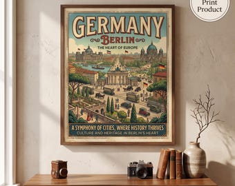 Duitsland Berlijn Vintage Reisposter (opgerolde poster) | Berlijn stadsgezicht reiskunst