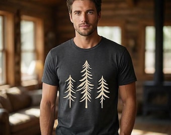 Minimalist Pine Tree Shirt | Forest Line Art Tee, Nature Lover Gift