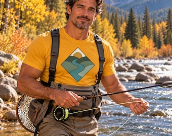 Winding River Shirt, Fly Fishing T-Shirt, Retro Outdoor River Tee, Gift for Fisherman, River Rat Gift, Unisex Cotton Graphic Tee