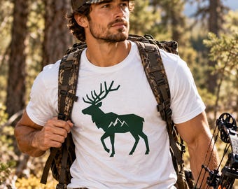 Elk Shirt, Bull Elk Silhouette T-Shirt, Hunting Season Tee, Elk Hunter Gift, Wildlife Lover Gift, Unisex Cotton Graphic Tee