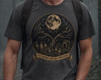 T-shirt met halve maan en boom | Donkere heksenachtige maanverlichte graphic tee