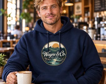 Wayne & Co Logo Hoodie, Retro Mountain Badge Sweatshirt, Vintage Outdoor Brand Hoodie, Hiking Gift, Camping Hoodie, Unisex Hoodie