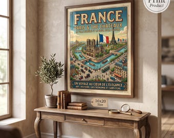 Frankrijk Parijs & De Kastelen Opgerolde Poster | Vintage Reiskunstprint