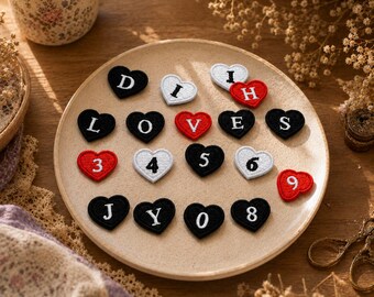 Personalized Mini Heart Embroidery Patch – Custom Letter DIY Applique