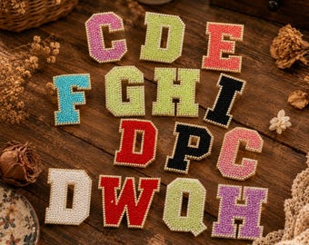 Personalized Rhinestone Alphabet Patch – Embroidered Letter Decoration for DIY Projects