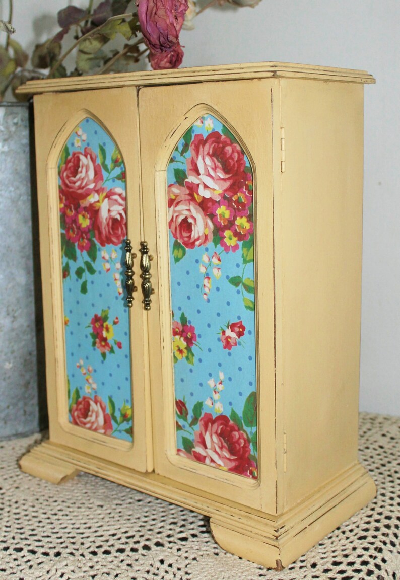 Large Upcycled Vintage Distressed Wood Jewelry Box/armoire Etsy