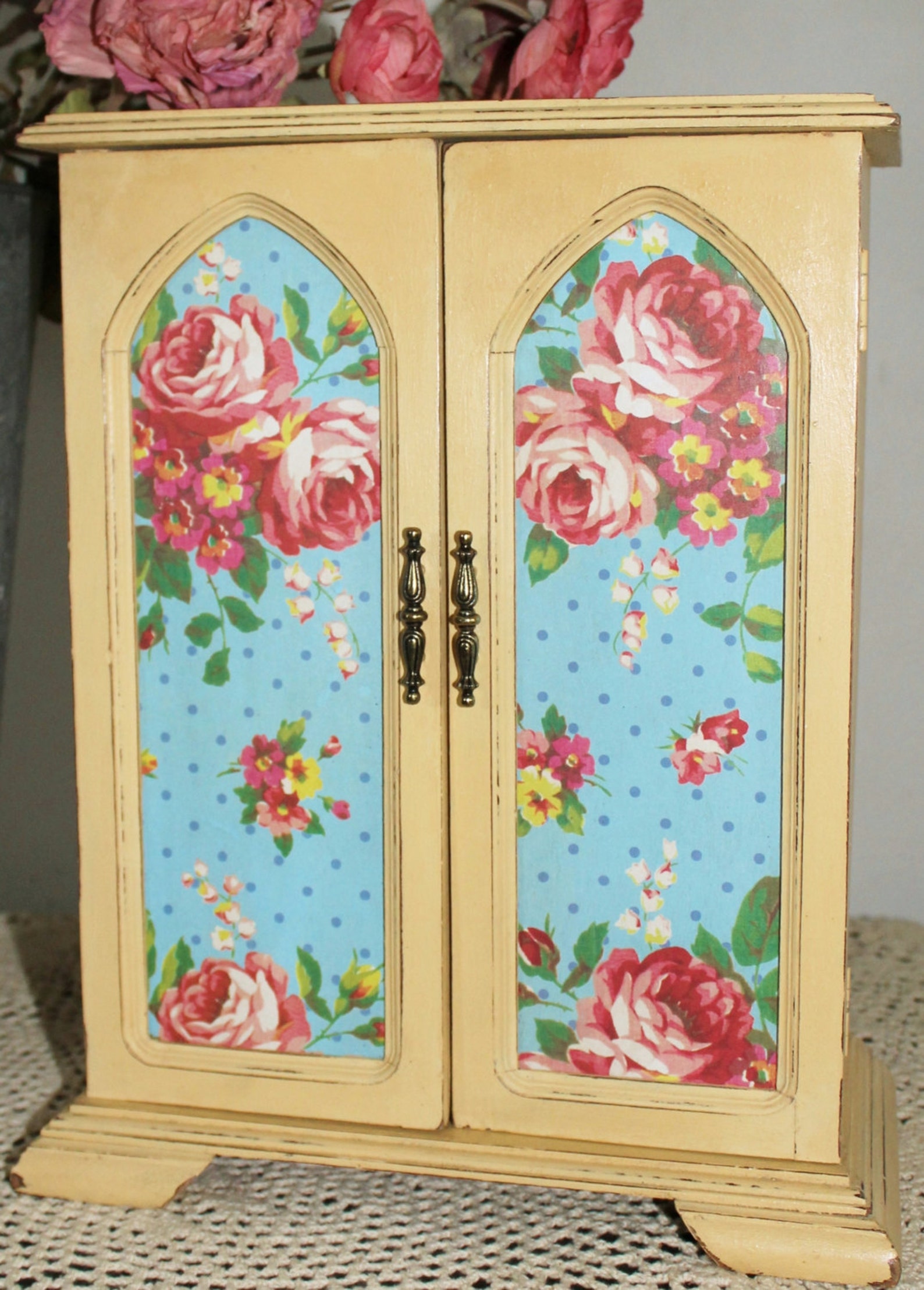 Large Upcycled Vintage Distressed Wood Jewelry Box/armoire Etsy