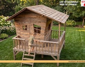 Wooden Playhouse Plans, Elevated Treehouse Plan, Backyard Playhouse, Kids Cabin Blueprint, PDF Download