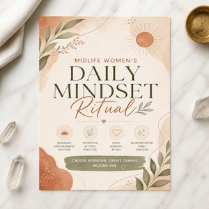 Midlife Women's Daily Mindset Ritual, Morning Empowerment Routine Printable, Intention Setting Practice, Manifestation Habit Tracker