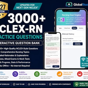 Oefenvragen voor het NCLEX-RN-examen 2027 | Interactieve quizbank met toelichtingen (digitale download)