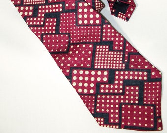 Vintage 70’s ~BURBERRY~ Silk wide Necktie tie~ OP art~ art deco~ mod retro Long L58*