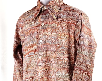 Vintage Neiman-Marcus disco shirt Men’s Medium 70s ~Op Art Venetian~Dagger collar