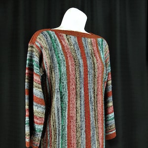 Vintage 70s Striped Knit Tunic Sweater: Boho Bell Sleeves