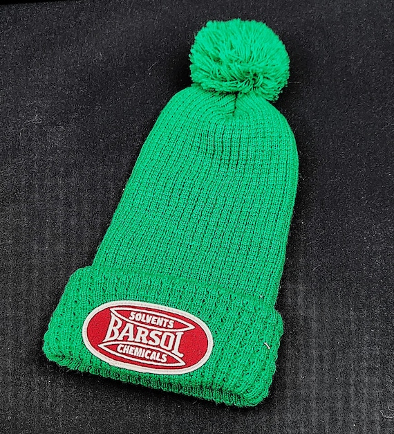 Vintage 80s Barsol Green Winter Beanie stocking hat