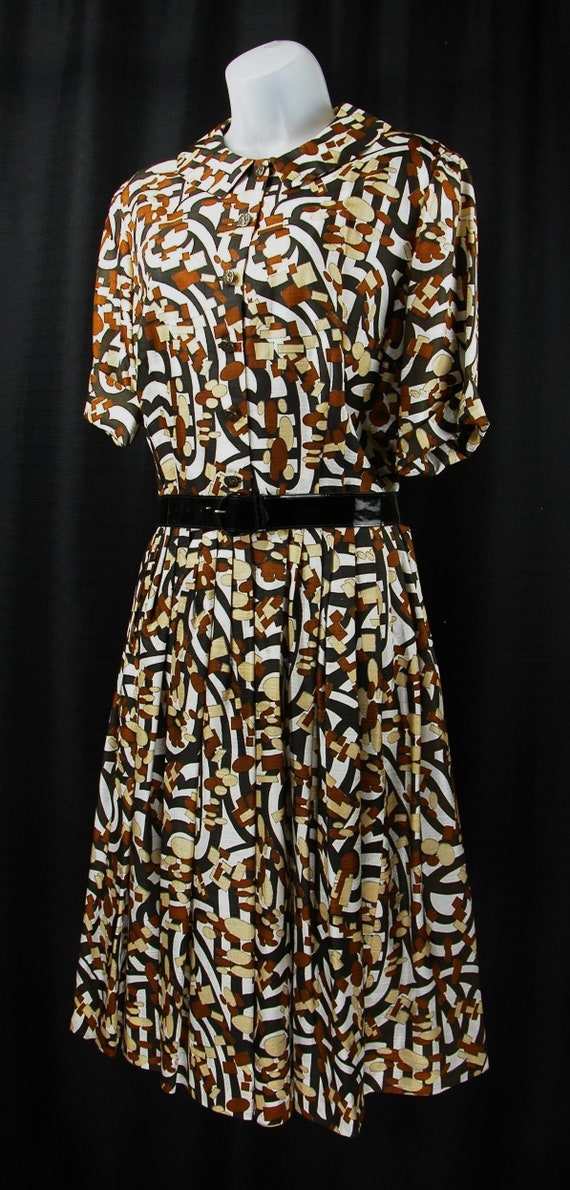 Vintage 50s-60s MCM shirtwaist Dress~ Accordion Pl