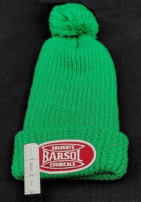 Vintage 80s Barsol Green Winter Beanie stocking hat View 4