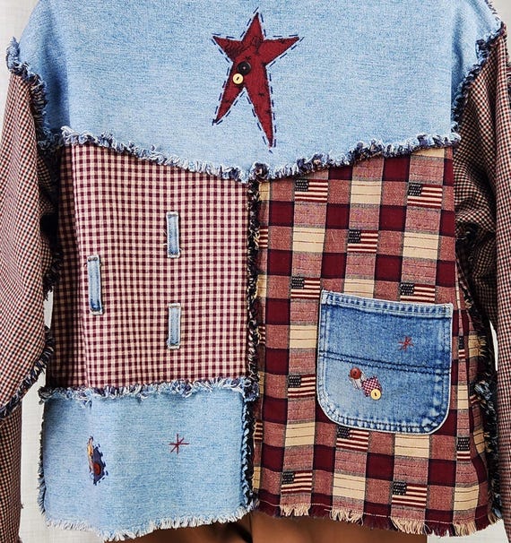 Handmade Patchwork Women's Full Sleeve Jacket Vin… - image 9