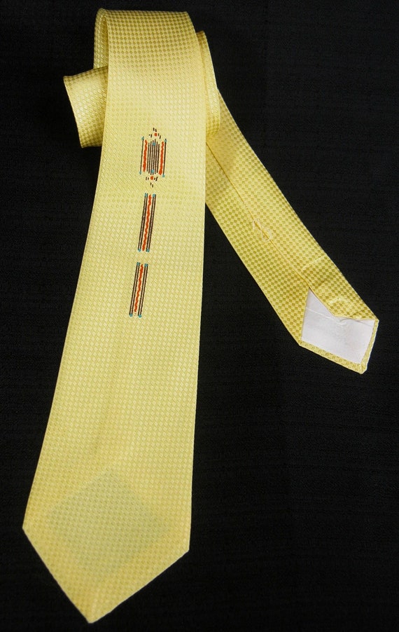 Vintage 50s–60s Yellow Necktie tie~ Cravat~ jacqu… - image 1