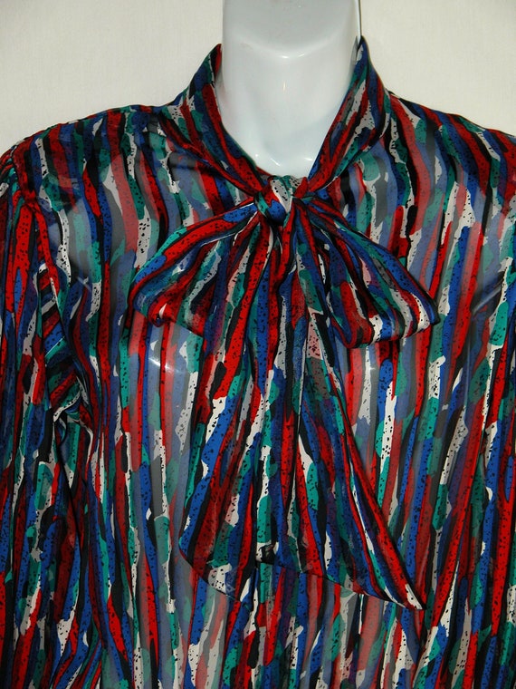 Vintage 70s 80s  -Jai Dalis- sheer Blouse stripes 