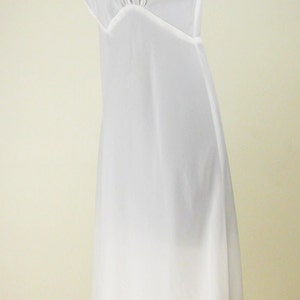 Vintage 1940's 50's FANTASY Full Slip Dress Nightgown Nightie White Chantilly Lace Bias Cut b32 image 4